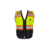 Safety vest drop-tail back and mesh panel detail