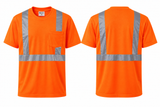 High Visibility Reflective Safety T-Shirt – Class 2 Short Sleeve Work Shirt – Safety Orange