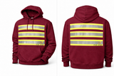 Safety hoodie worn in low-light conditions