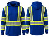 Lightweight Class 3 High Visibility Reflective Long Sleeve Safety Shirt W/Hood
