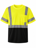 Hi-Vis Reflective Safety Pocket T-Shirt – Black Bottom