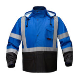 Premium Hooded Rain Coat - Blue Front