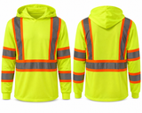 Lightweight Class 3 High Visibility Reflective Long Sleeve Safety Shirt W/Hood