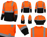 Hi-Vis Long Sleeve Safety Shirt with Reflective Tape & Chest Pocket | ANSI Class 2 | Black Bottom | Men’s