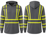 Lightweight Class 3 High Visibility Reflective Long Sleeve Safety Shirt W/Hood