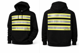 Reflective safety hoodie back view with full reflective stripe