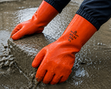 Atlas 620 Orange Waterproof Gloves – Heavy Duty PVC Work Gloves (S/M/L/XL)