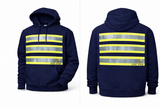 Reflective safety hoodie close-up stripe detail