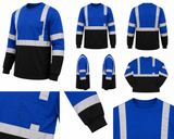 Hi-Vis Long Sleeve Safety Shirt with Reflective Tape & Chest Pocket | ANSI Class 2 | Black Bottom | Men’s