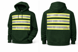 Hi-vis hoodie stitching and seam detail