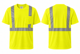 Hi-vis Class 2 short sleeve safety shirt front view, safety orange
