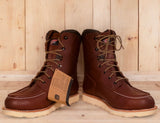Red Wing 411 8-Inch Moc Toe Waterproof Work Boot — Premium Full-Grain Leather | Wedge Sole | Dark Brown