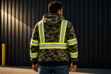 Reflective Zip-Up Hoodie — Camo with Hi-Vis Reflective Tape