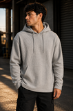 Men’s Waffle Knit Hooded Long Sleeve Shirt