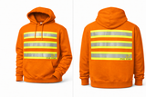 Safety hoodie hood and drawstring detail