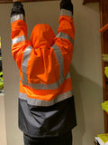 Waterproof flagger jacket fabric close-up
