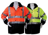 Waterproof flagger jacket, safety orange