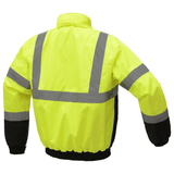 Class 3 Waterproof Bomber Jacket - Safety Green Back