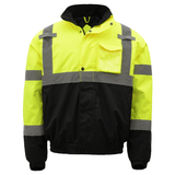 Class 3 Waterproof Bomber Jacket - Safety Green Front